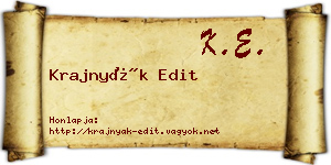 Krajnyák Edit névjegykártya