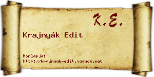 Krajnyák Edit névjegykártya